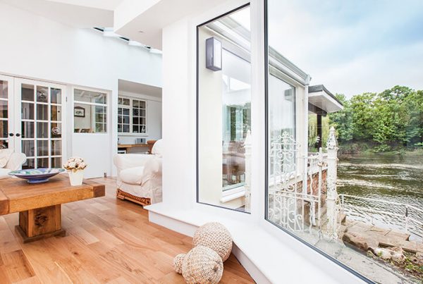 Conservatory outside - wooden floor with a great view by the river