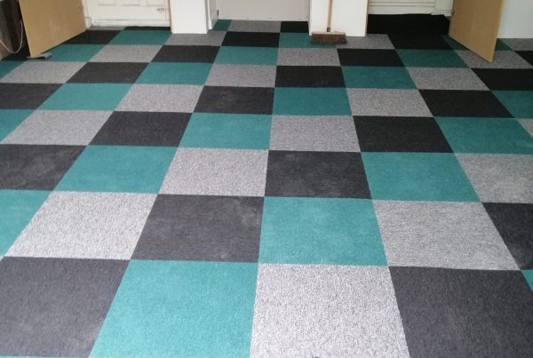 Client couldn't decide between carpet or vinyl but ended up going for carpet tiles for a newly fitted room by Techflooring